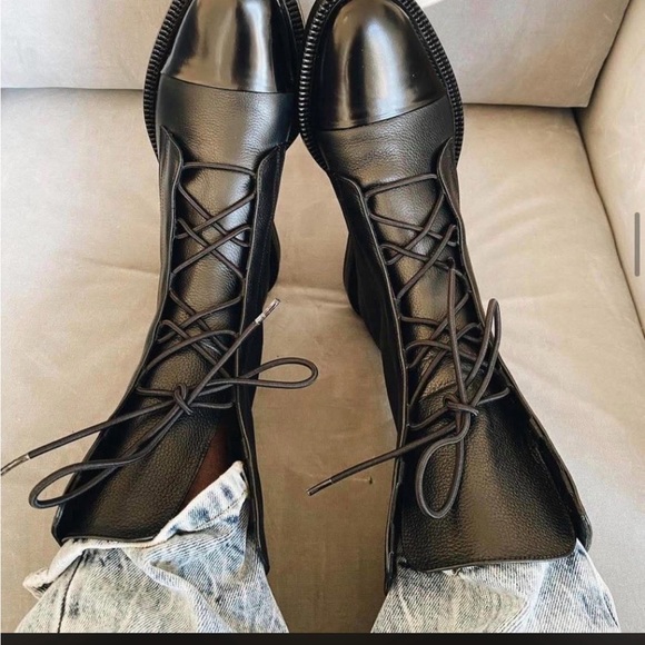 Black Lace Up Boots - Picture 8 of 9